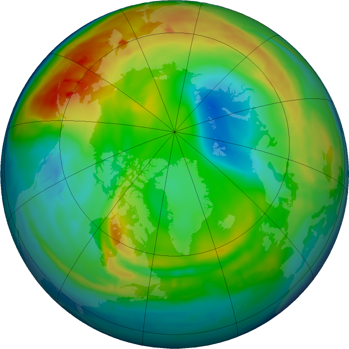 Arctic ozone map for 01 January 2016
